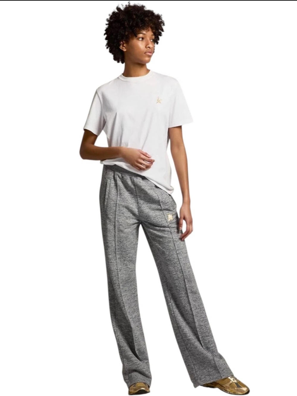 Golden Goose Dorotea Gray Seamed Wide leg Gold Star Joggers Size Large